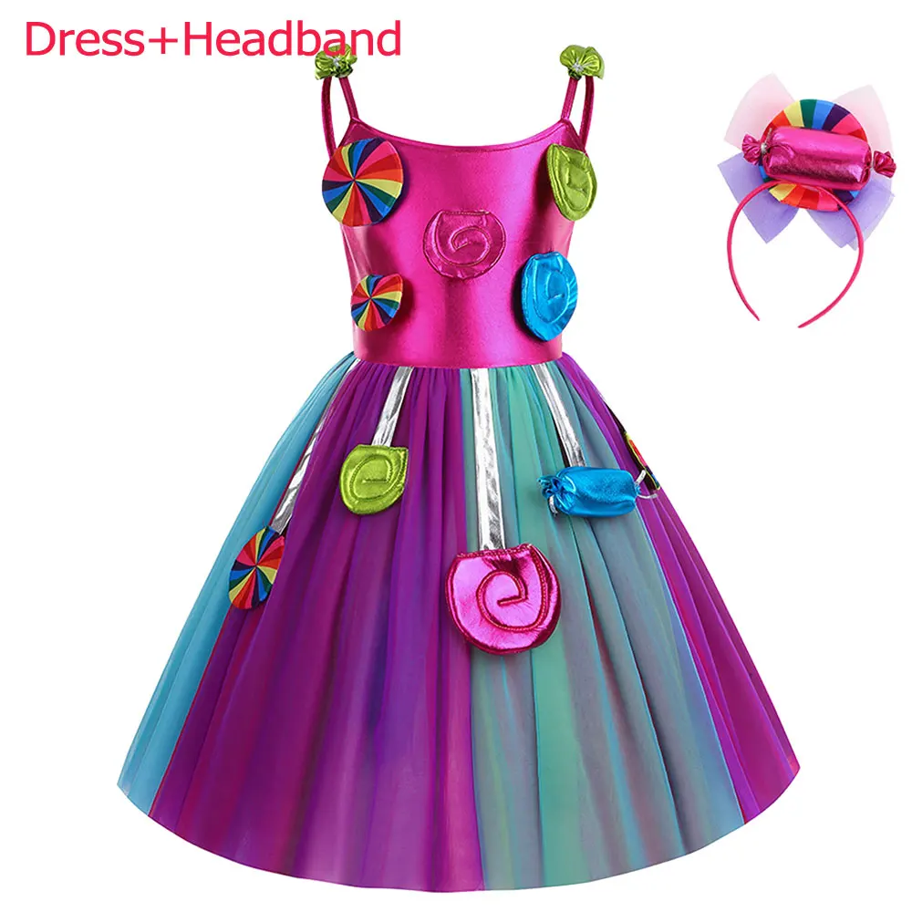 Surgar Costume Candy Cane Costume Virbrant Color Carnival Outfit Princess Lollipop Dress up Girls 2026 Purim Festival Apparel