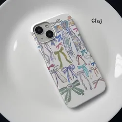 Clmj Korean INS Bow Phone Case For iPhone 13 Mini 11 14 Pro 12 X XR 7 8 Plus XS Max Silicone Phone Cover iPhone Case Vintage