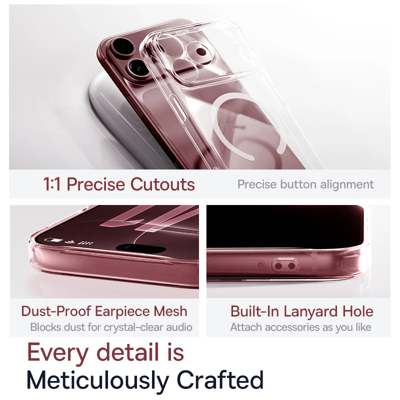 Magnetyczne etui Baseus do iPhone 18 Pro Max, bezprzewodowe ładowanie, etui Magsafe do iPhone 17 Pro Max, cienkie, przezroczyste etui. — zdjęcie produktu 6