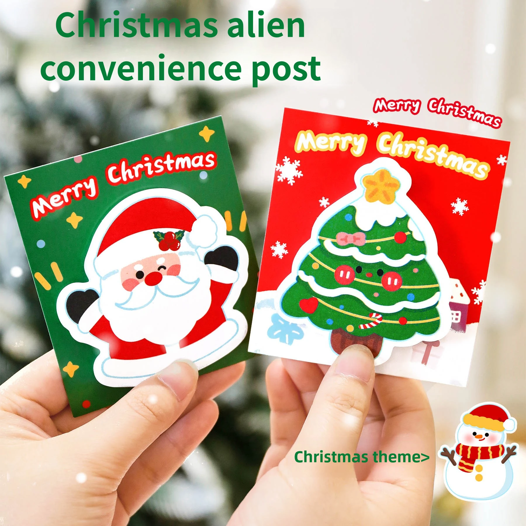

4Pcs/Lot Cute Cartoon Christmas Gingerbread Man Sticky Notes Students Christmas Tree Santa Snowmen Memo Pad Decoration Gifts