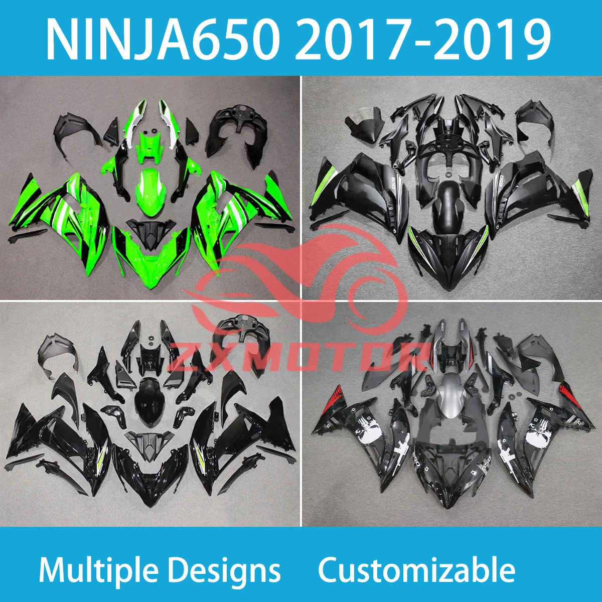 

Запчасти для вторичного рынка, обтекатели ER-6F 2017 2018 2019, полный комплект впрыска, комплект кузова для KAWASAKI NINJA650 17 18 19