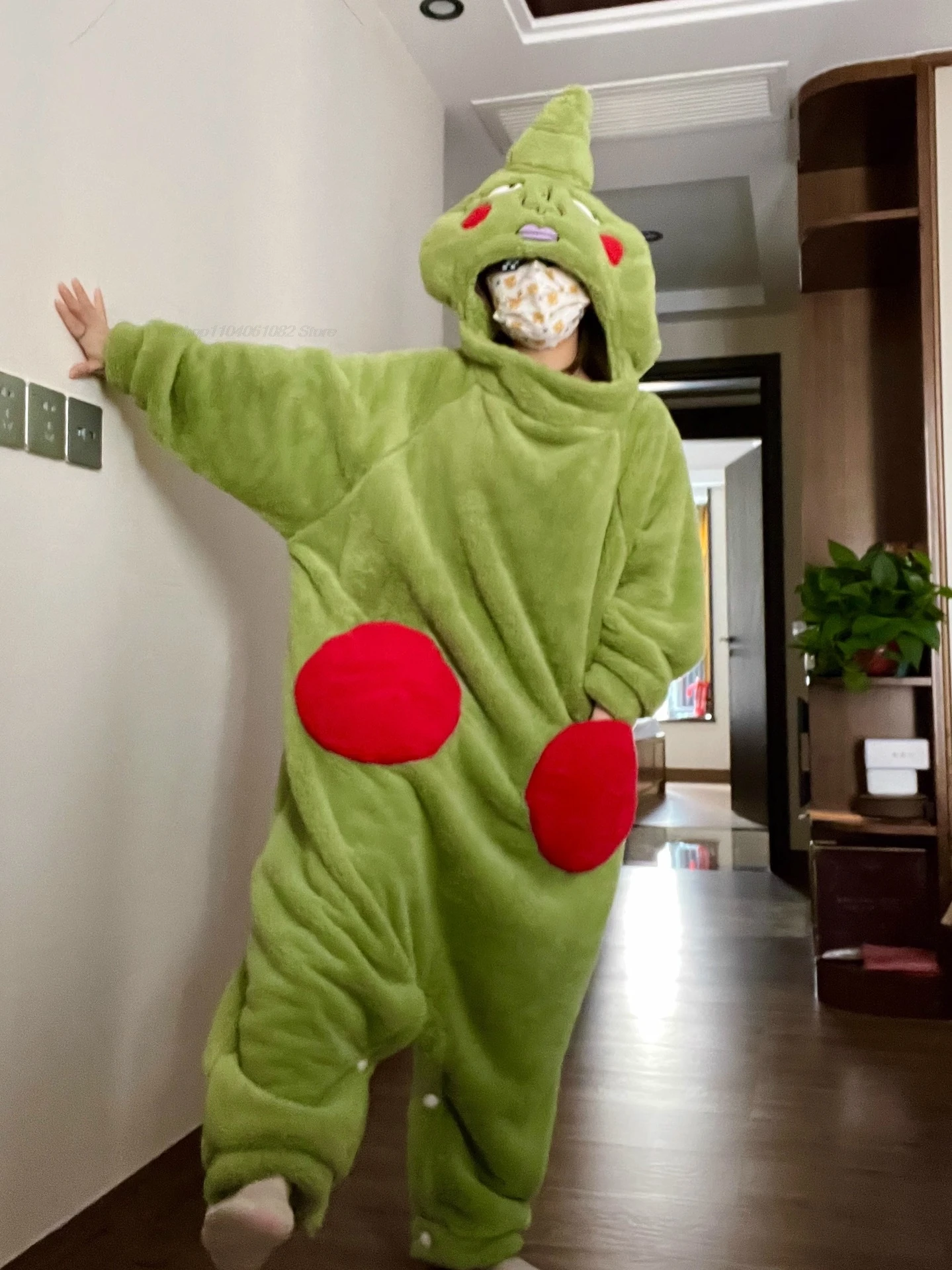 Anime Mob Dimple Cosplay Costume Mobu Saiko Hyak Psycho Flannel Pajamas Green Jumpsuits 100 Man Woman Kawaii Home Furnishings