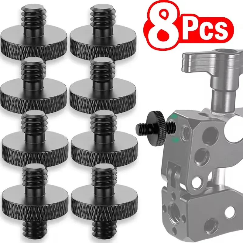 1-8Pcs 1/4 Male to 1/4 Male Threaded Tripod Screw Adapter for DSLR Mic Stand Camera Cage & Shoulder Mount Alloy 1/4'' Screws