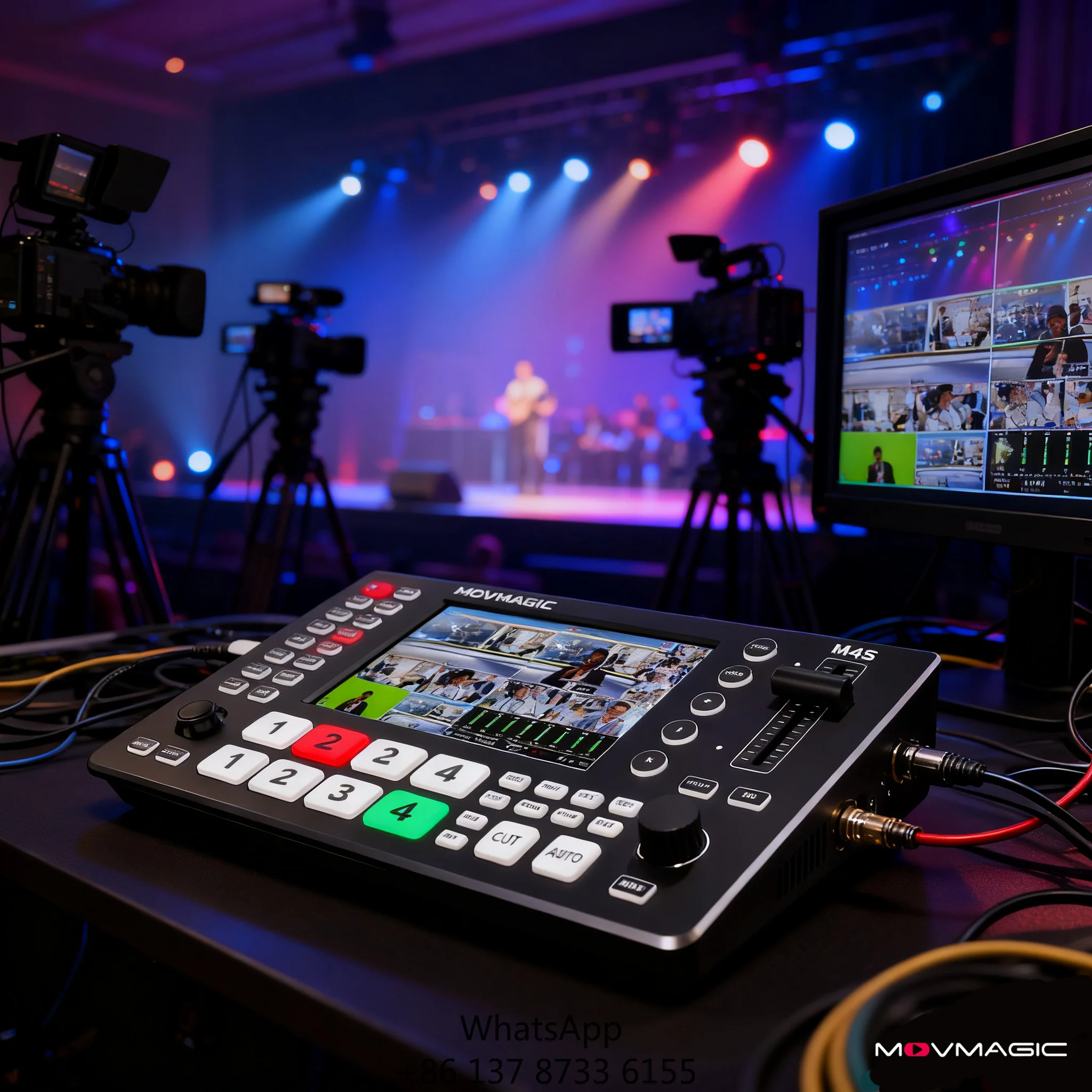 Customized 4K HD SDI 5 Channels Multi View Professional Movmagic M4S Metal Dual Output Video Switcher Live Streaming YouTube