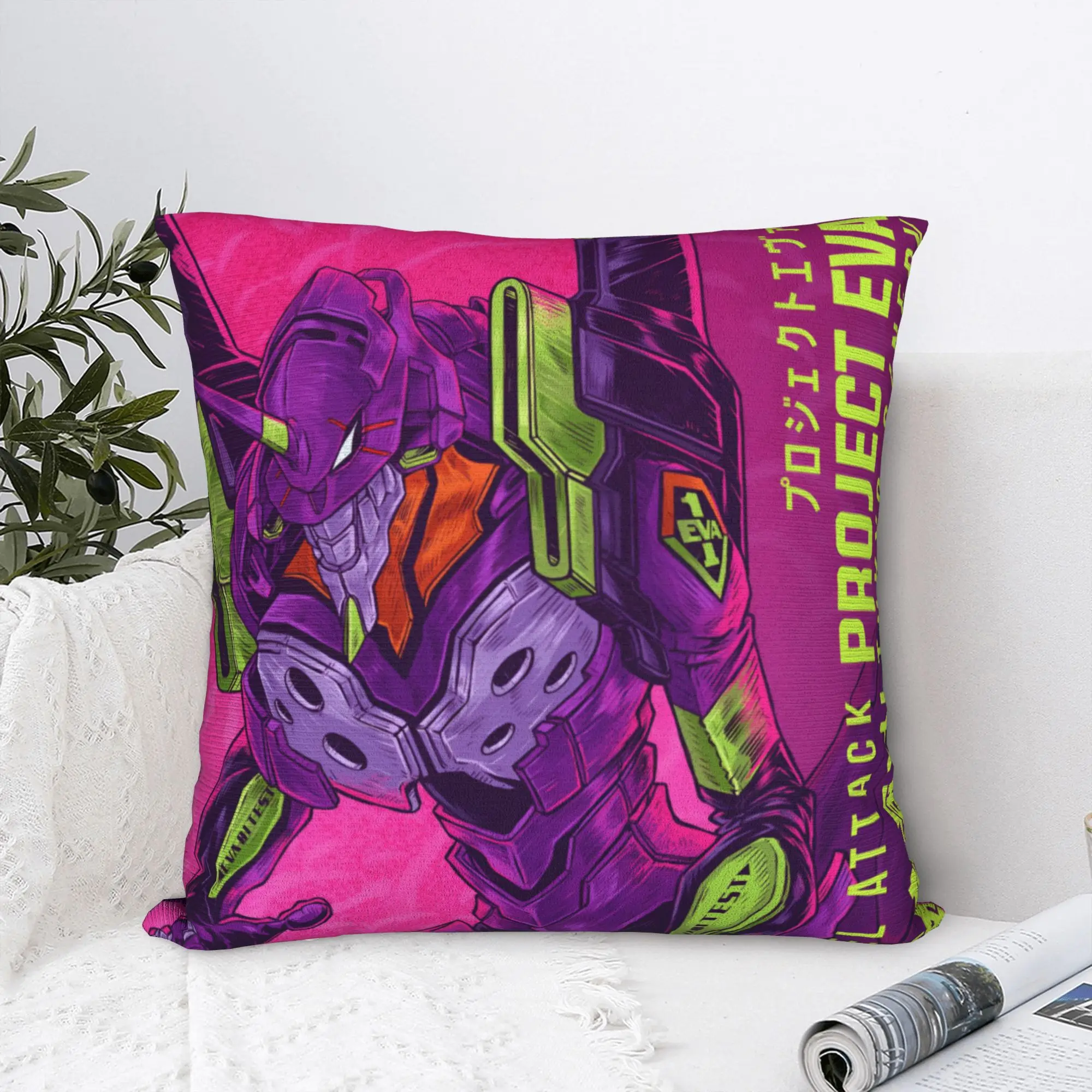 E-Evangelions Pillow Home Decoration Retro EVA Anime Luxury Cushion Cover Square Pillowcase