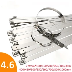 10 20 100 Pcs Stainless Steel Metal Cable Ties Exhaust Wrap Coated Locking Metal Zip-Exhaust Multifunctional Locking Cable Ties