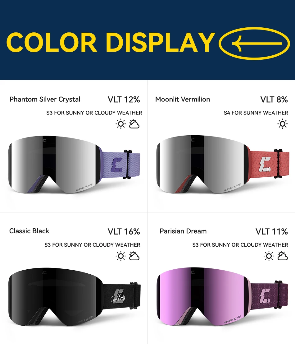 COPOZZ Winter Magnetische Skibrille Erwachsene Outdoor UV400 Schutz High-definition Anti-fog Abnehmbare Frauen Männer Snowboard Brille – Detail 16