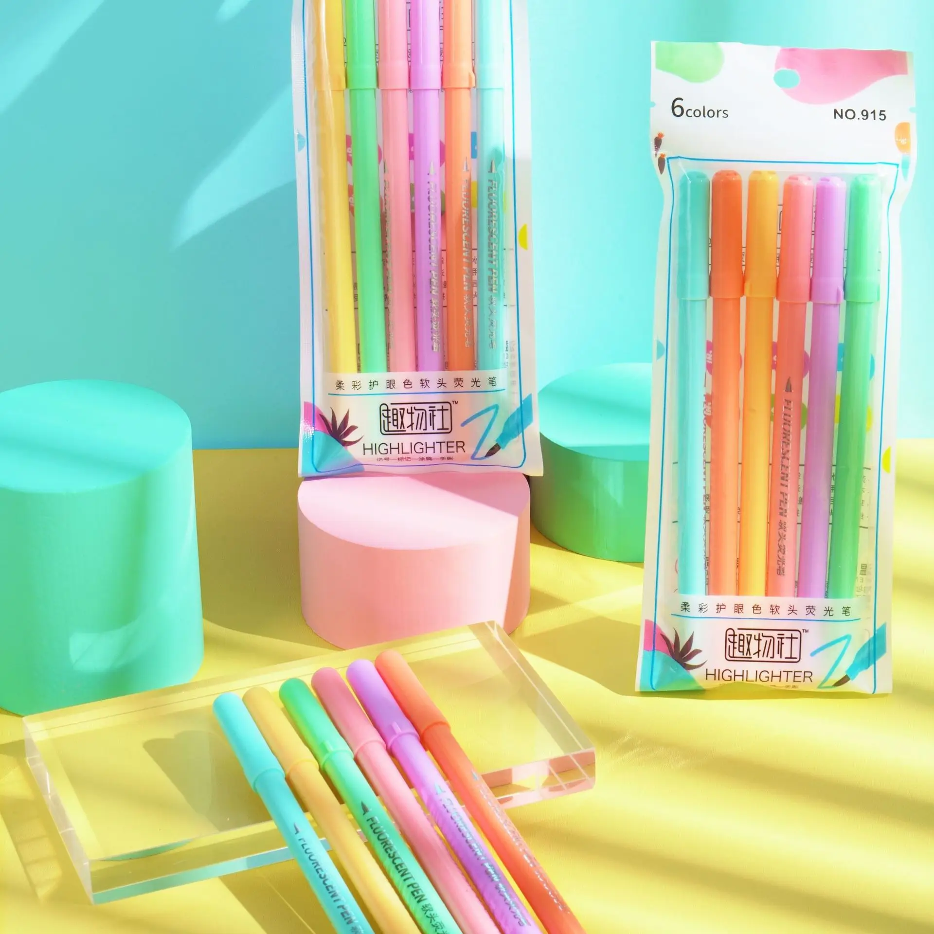 6 Colors Brush Pens Calligraphy Marker Pastel Highlighter Water Color Pen For Lettering Sketching Scrapbooking Art Supplies