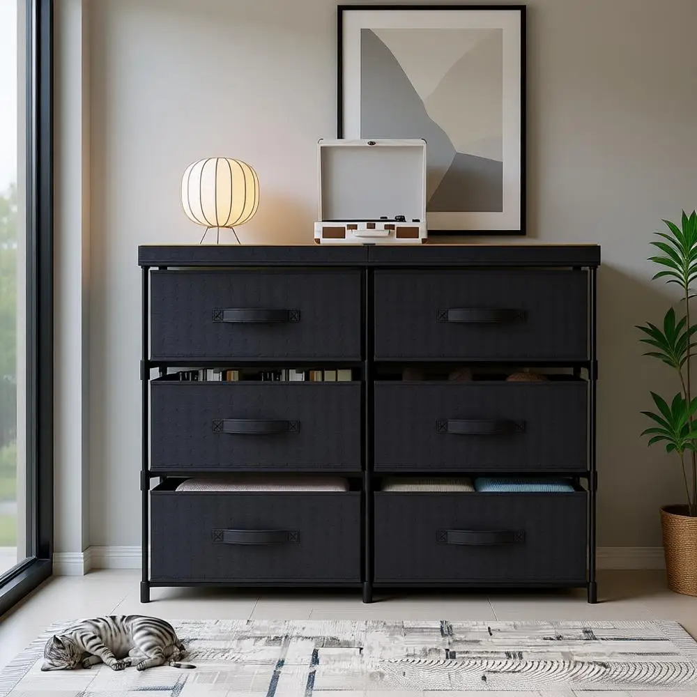 

6-Fabric Cube Storage Organizer: Sturdy Metal and Plastic Desk Support for Bedroom, Dorm, and Entryway