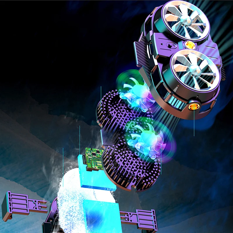 X53 Dual-core Semiconductor Radiator Portable Adjustable Back Clip Silent Phone Cooling Fan For Smartphone Live Game Accessories