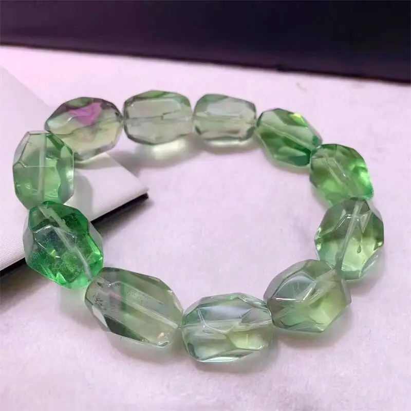 Natural Freefrom Green Fluorite Bracelet Fortune Energy Healing Gemstone Mineral Woman Amulet Jewelry Gift 1PCS