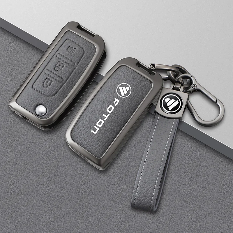 Car Remote Key Case Cover Shell Protection Holder for Foton Tunland Auman Toano Sauvana Auto Zinc Alloy Leather Accessories
