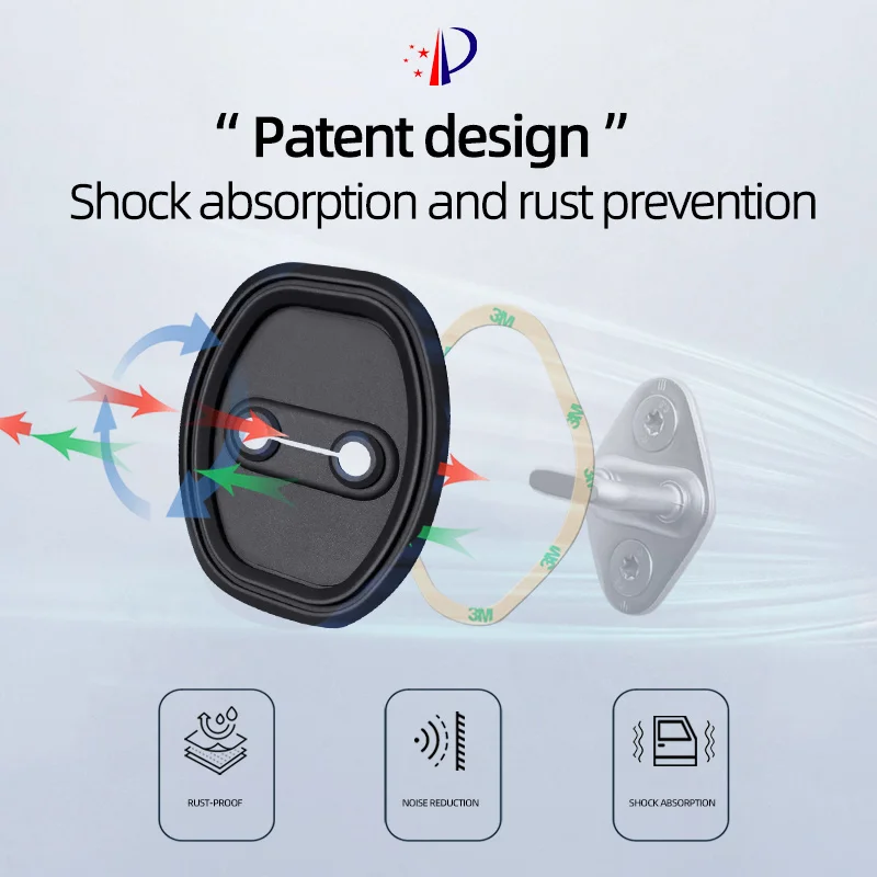 4Pieces Black Silicone Door Lock Buckle Protective Cover Shock Mute Pad for Hyundai Elantra Tucson Sante Palisade 2019+