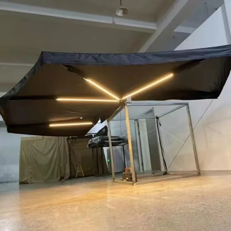 270 Car Degrees,LED Light Alloy Self-Driving Tour Camping Car Awning Tent Retractable 270 Awning for Over,With LED light