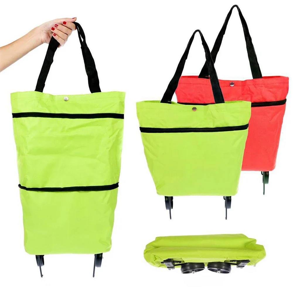 Folding Shopping Pull Cart Trolley Bag With Wheels Reusable Shopping Bags Big Capacity Bags Food Organizer Vegetables Bag