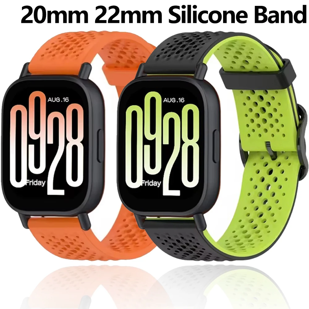 

20mm 22mm Silicone Strap for Redmi Watch 5 Active/Lite Breathable Replacement Accessories for Amazfit Bip 5 6/GTR/GTS 4/Active 2