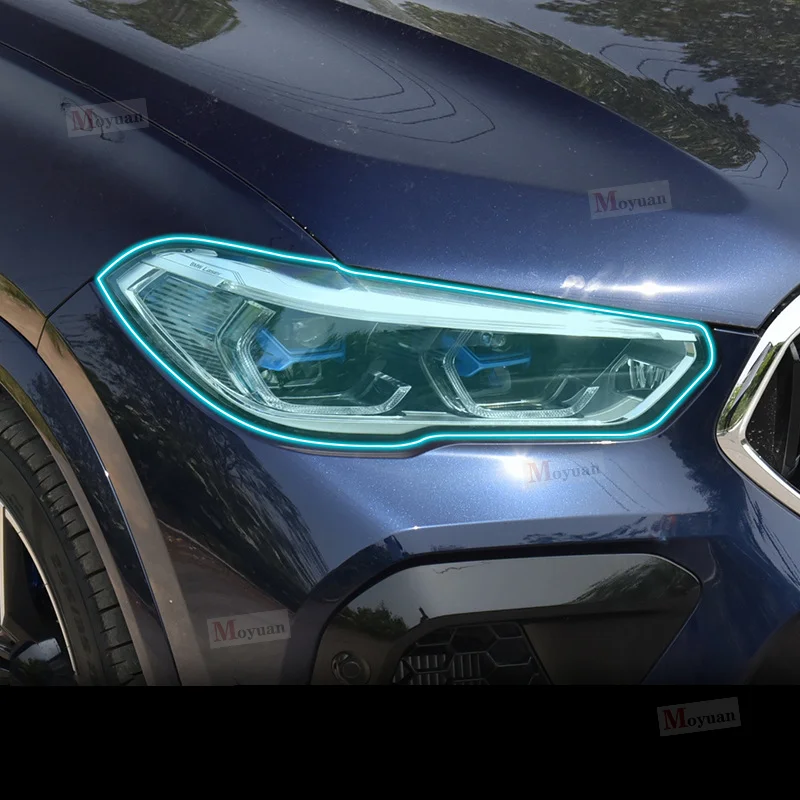 

2 шт. Защитная пленка для автомобильных фар, Прозрачная черная наклейка из ТПУ для фар BMW X5M X6M F95 F96 2021-2023, автомобильные аксессуары