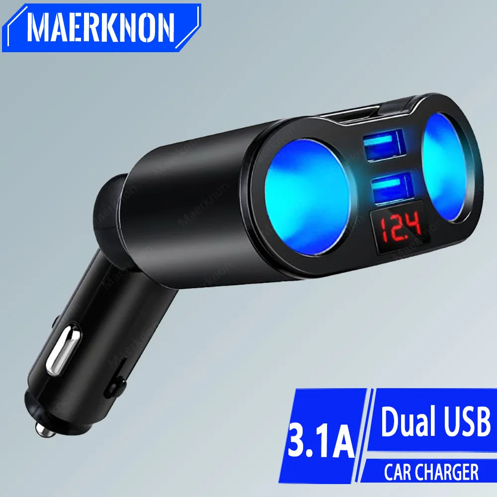 USB Car Charger 3.1A Dual USB Fast Charging Car Phone Charge Adapter For iPhone Xiaomi Samsung Huawei LED Display Charger In Car