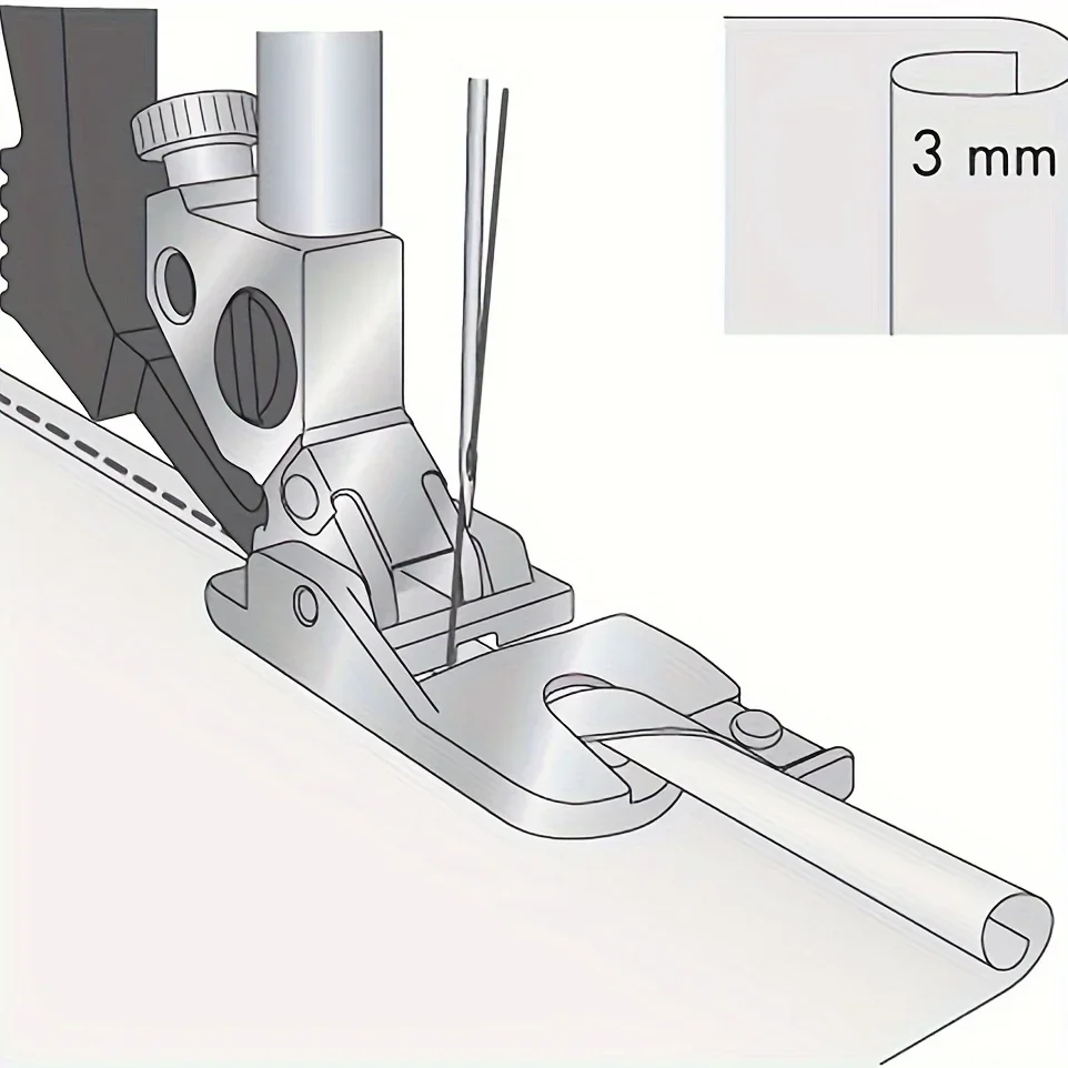 Edge-sealing presser foot kit, a presser foot assembly used for sewing edge-sealing presser feet.