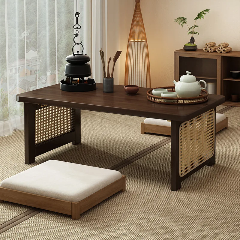 Folding Desk Japanese Tatami Tea Table Zen Style Low Table for Bedroom Living Room Non Solid Wood