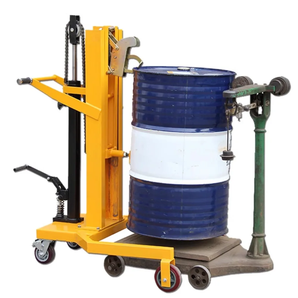 

Hydraulic oil drum transporter pedal heavy lift stacker