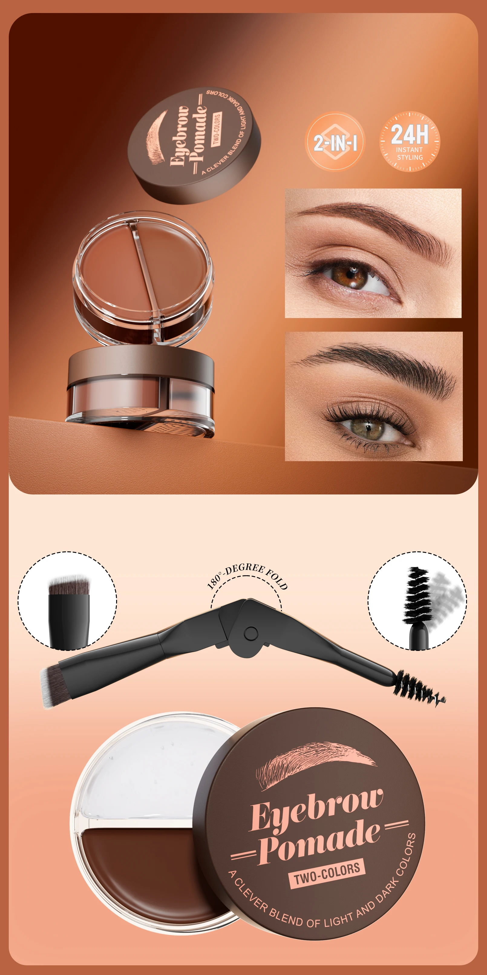 Kit de teinte de teinture pour cils et sourcils 2 en 1, imperméable, séchage rapide, longue durée, noir/marron, Kit de cosmétiques pour améliorer les sourcils