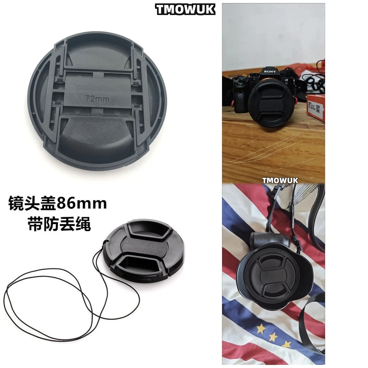 

For Canon EOS R600 1Ds Mark III 70D 90D 600D M100 Rebel T3 550D Camera Lens Cap Protective Cover Center Pinch Snap-on 49mm 52 55