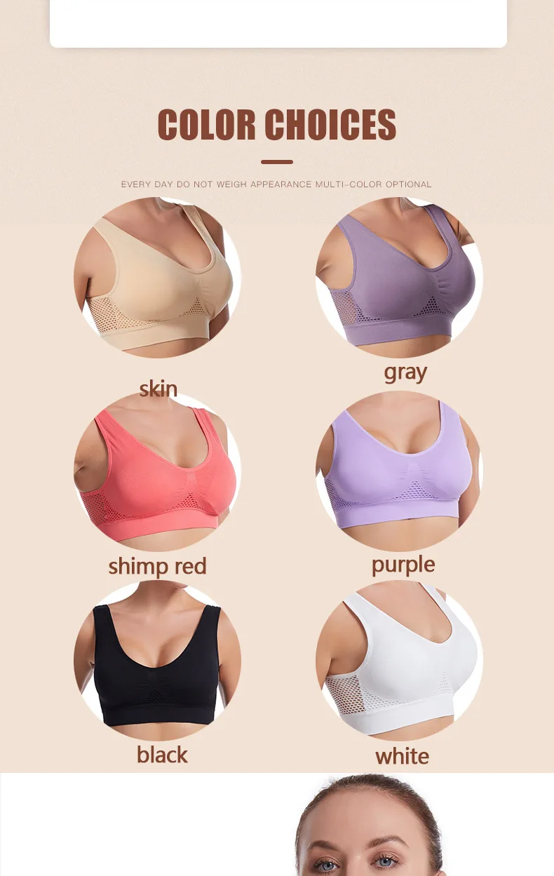 Stoßfester Sport-Yoga-BH für Frauen mit herausnehmbaren Brustpolstern, S-7XL, sexy elastischer Rücken, Baumwoll-Schlaf-BH, bequemes Schlafoberteil. – Detail 6