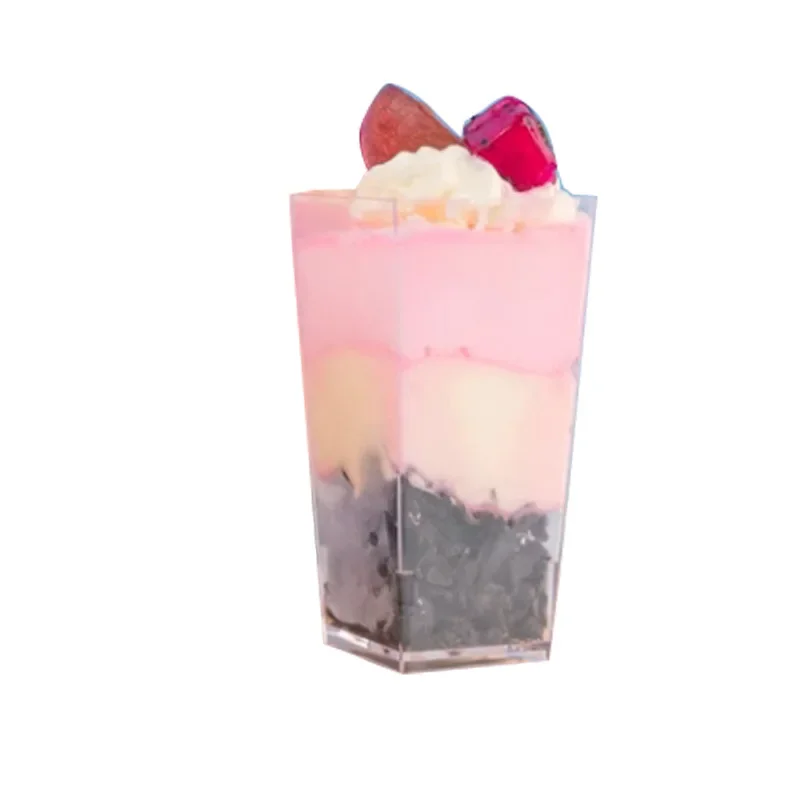 25/50/100 Pack 5oz Mini Dessert Cups Square Tall Clear Plastic Shooters Party Serving Cups for Parfait Puddings Appetizers