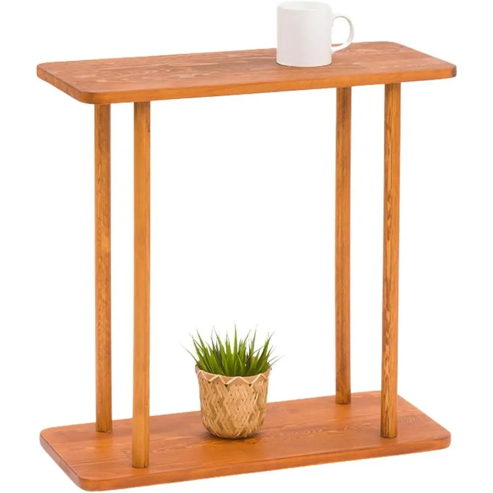 

Узкий прямоугольный приставной столик из соснового дерева, узкая прикроватная тумбочка, небольшой каштановый средний столик