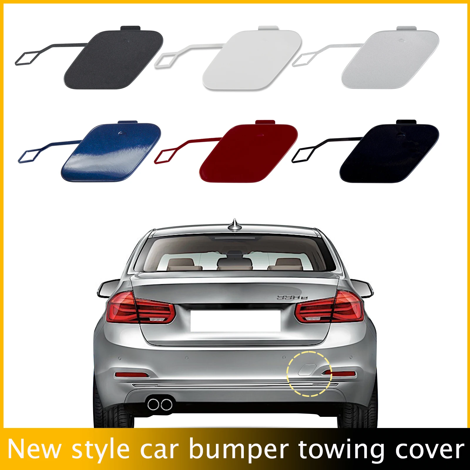 

Rear Bumper Tow Hook Cover Cap Fit For BMW 3 Series F30 F31 LCI Sedan Wagon Fit 320i 2016-2018 51127384417 Trailer Cover Cap