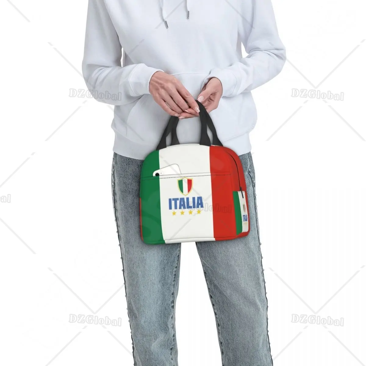 Bandeira de itália almoço saco feminino italiano patriótico resuable refrigerador térmico isolado lancheira para o trabalho escola piquenique sacos