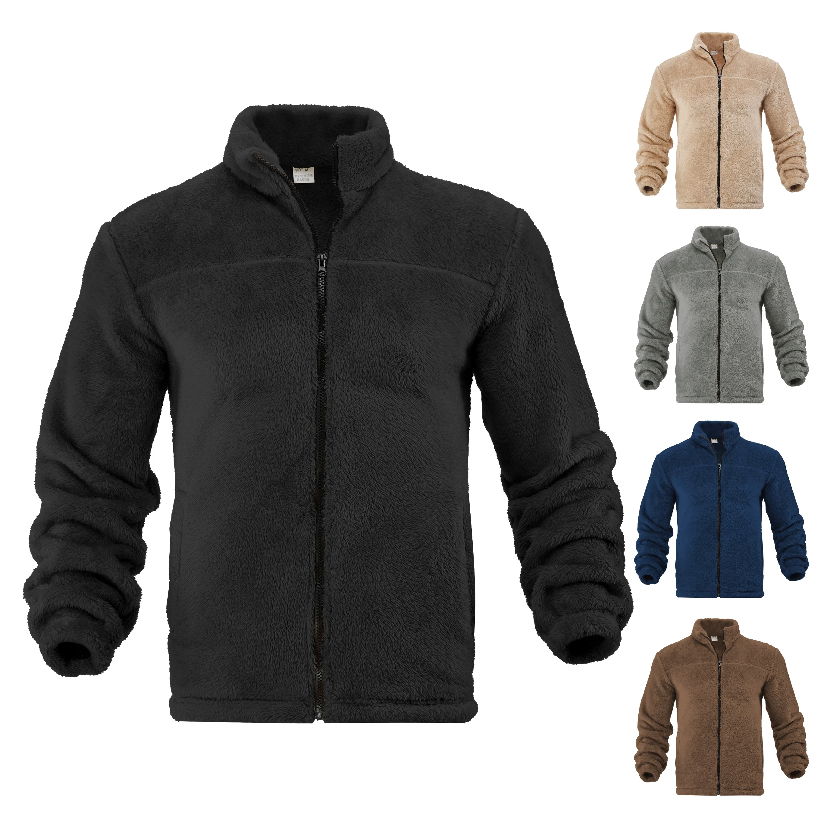 

Mens Zip Up Fleece Jacket Relaxed Fit Soft High Collar Sweatshirt Jacket with Pockets Lightweight Fall Winter Casual Wear