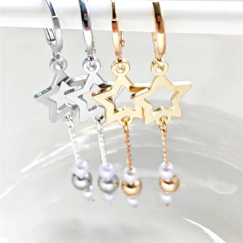 Stylish and Elegant Copper Micro-set Fringe Star Earrings for Women