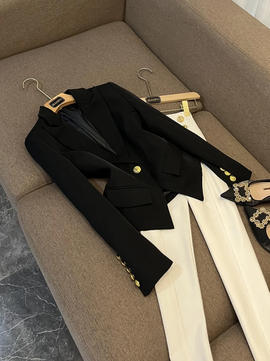 

New ort Wide Fit Tailored Jaet Women's One Button Waist Cinched Suit Coat Commute Sle A82722ZB Faion Outerwear