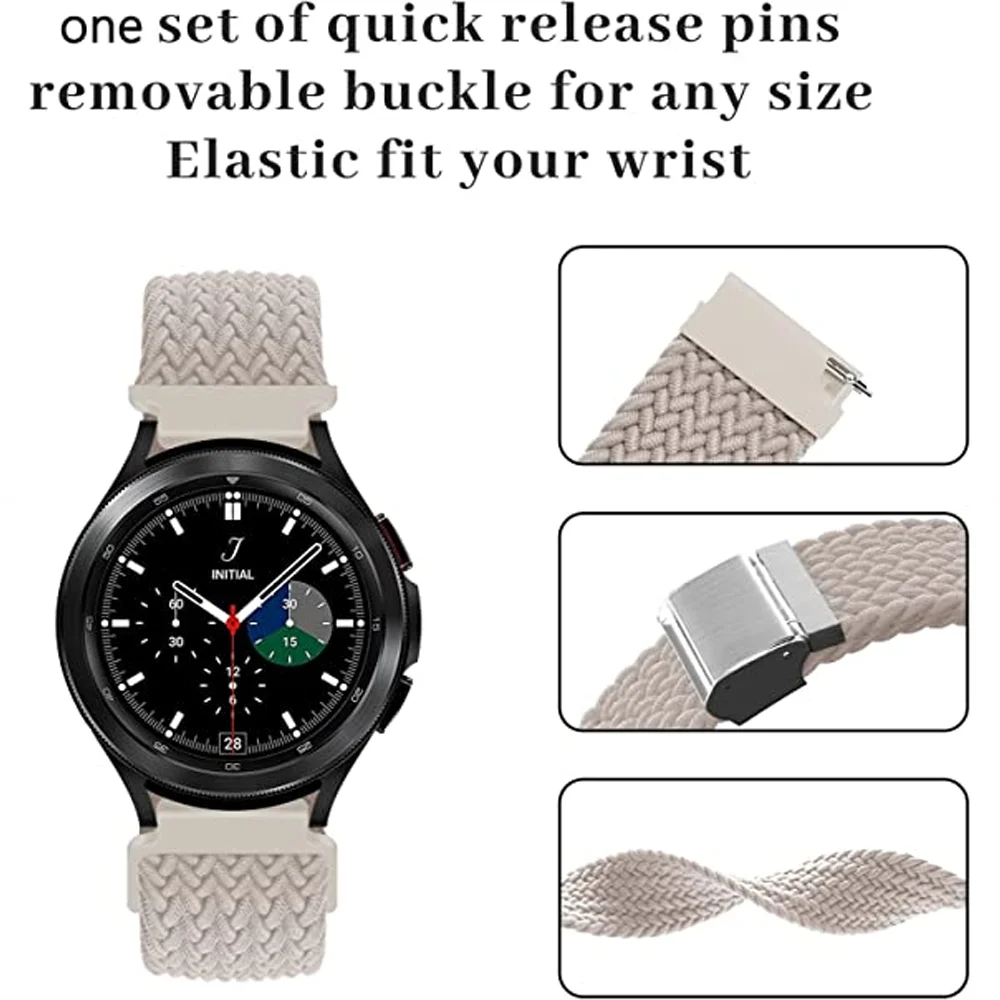 20mm 22mm Band for Samsung Galaxy Watch 4/6 classic/5 pro 45mm 44mm braided solo loop bracelet correa HUAWEI watch GT 2e 3 strap