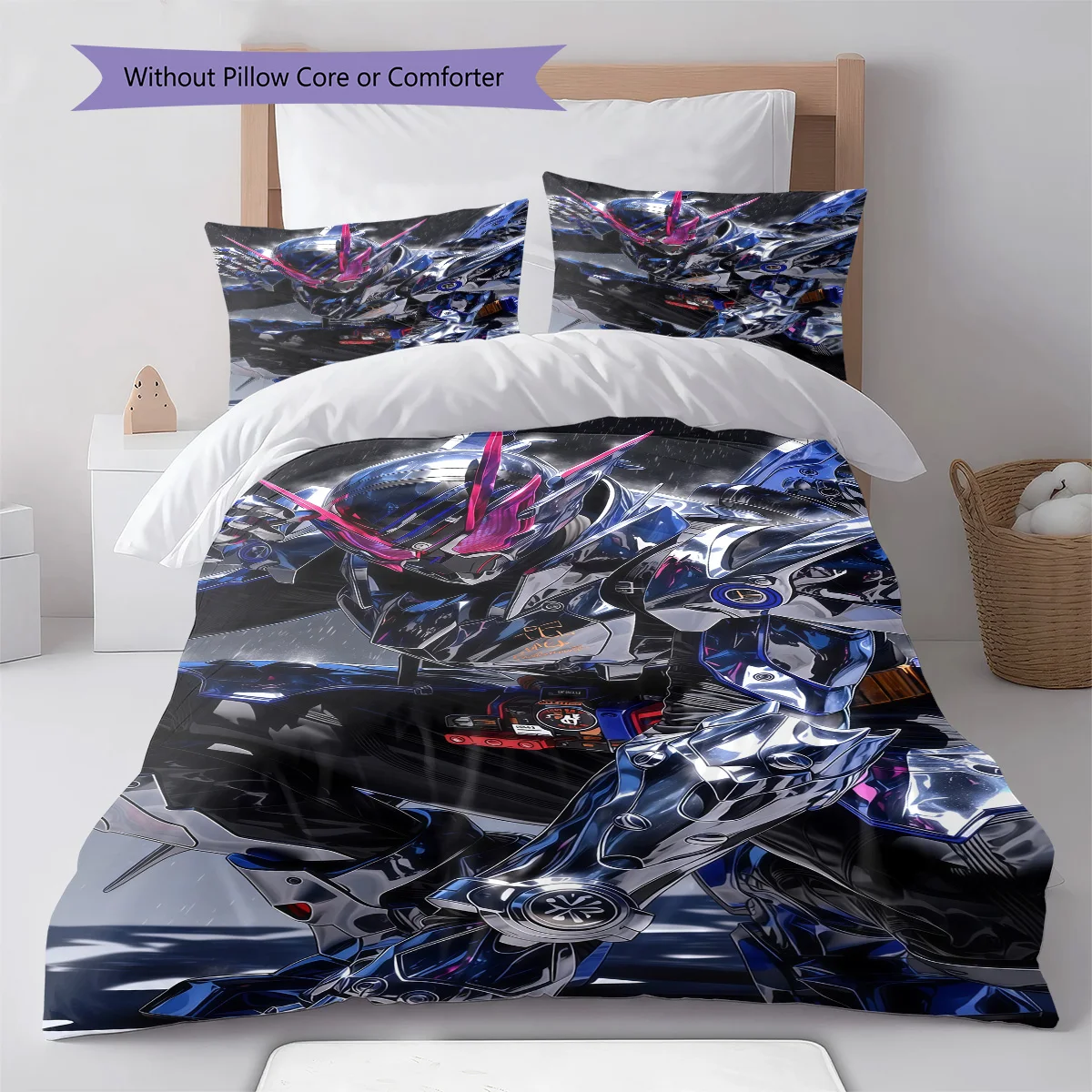 Kamen Rider Chibi Cute Pose Bedding Set Anime Duvet Cover Polyester Soft Comforter Bedroom Set -QJY