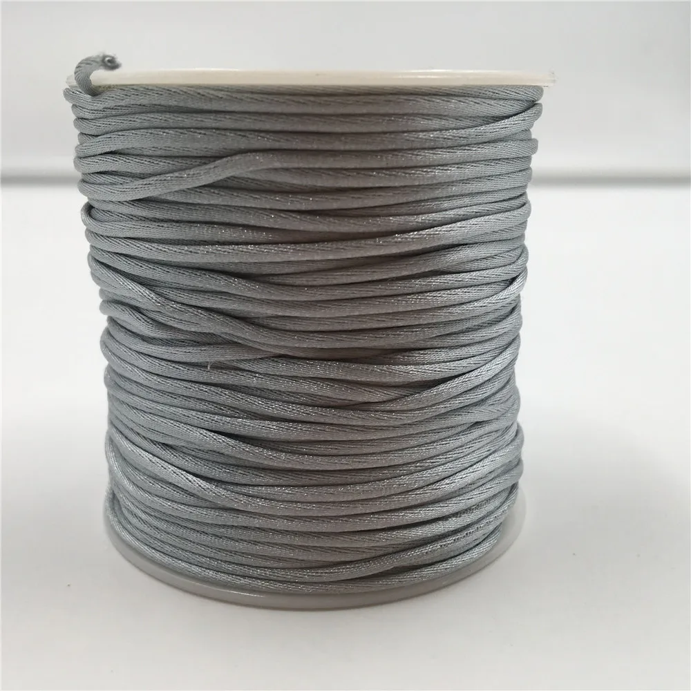 

1MM 50meters Metal Silver Macrame Cord Strong Braided Silk Satin Nylon Rope DIY Making Findings Beading Thread Wire