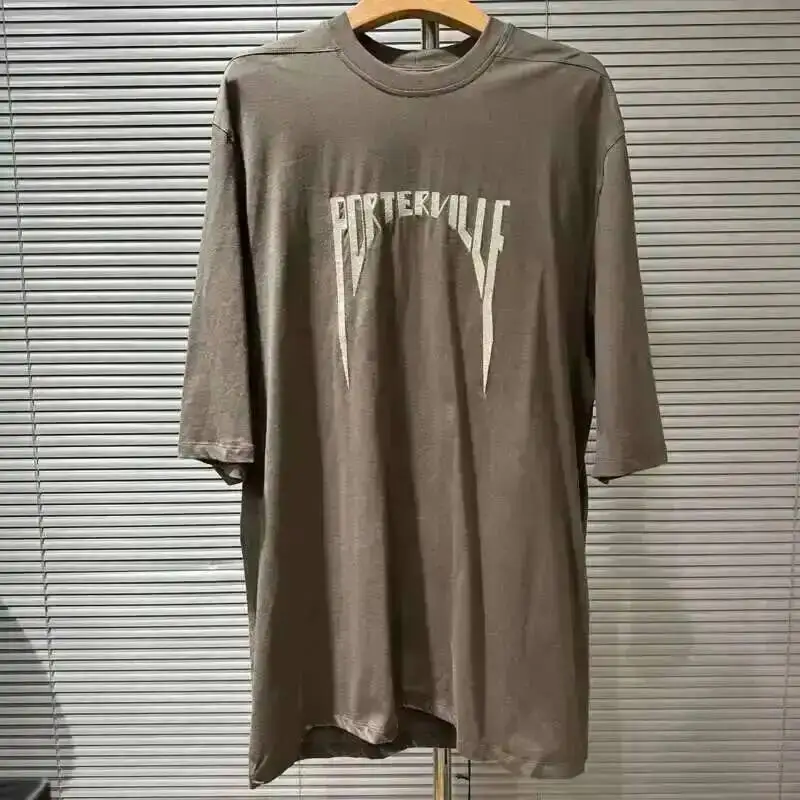 HKSH Summer Men\'s Tide Dark High Street Trendy Letters Print T-shirt Women Round Collar Cotton Oversized Loose Short Tees HK3578