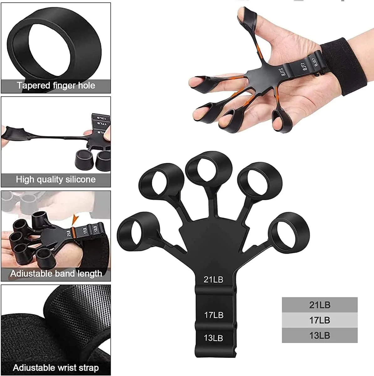 New Five-finger Hollow Silicone Pull Device Finger Exercise Trainer Silicone Grip Wrist Training Equipment 5Fingers Wrist Puller