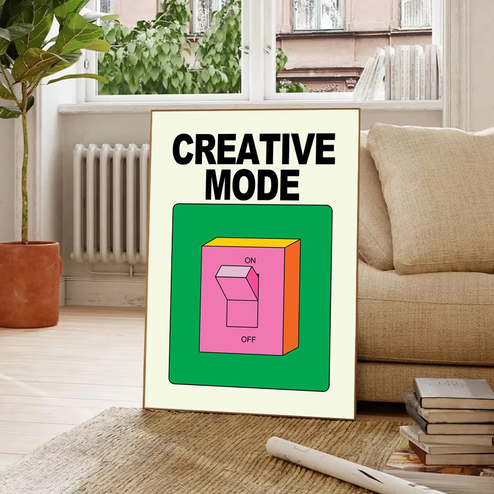 Creative Mode Wall Print Colorful Poster Retro Pink Switch Wall Art Canvas Painting Trendy Room Decor Pictures Living Room Decor