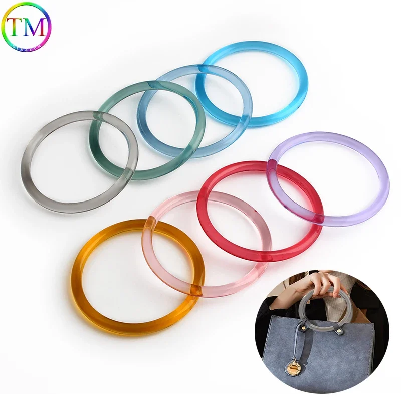 10/30/60PCS 10cm Colorful Acrylic Transparent Round Bag Handle For Purse Frames Handbag Brackets Plastic Handles Accessories