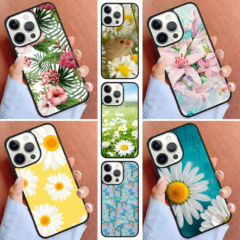 Daisy Flowers Abstract Floral Phone Case For iPhone 16 15 14 Pro max 11 13 12 Mini Max SE 2020 6S 7 8 Plus Cover Capa