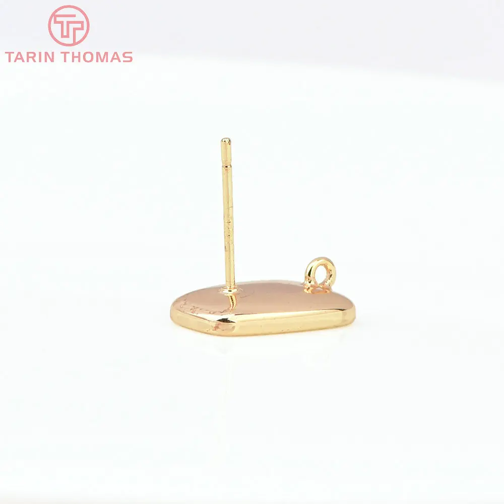 (8515) 2PCS 10x14MM 24K Gold Color Brass with Natural Shell Stud Earrings High Quality DIY Jewelry Making Findings Accessories