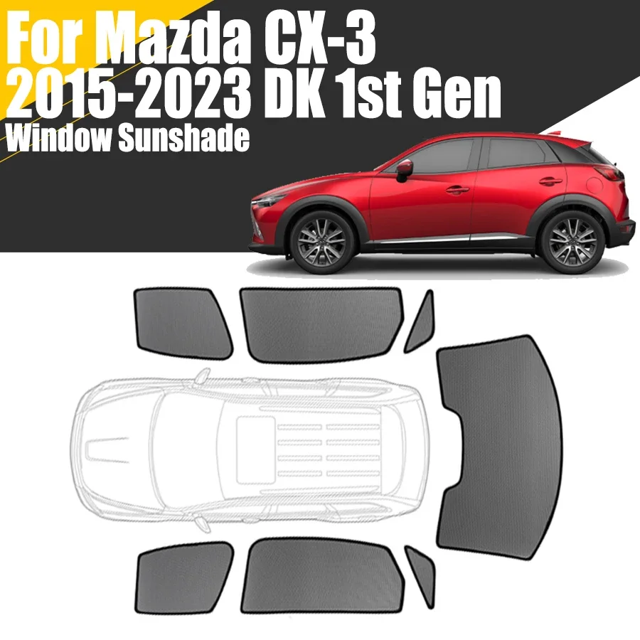 Custom Magnetic Car Window Sunshade For Mazda CX-3 DK 2015-2023 1st Gen CX3 Curtain Mesh Front Windshield Frame Curtain