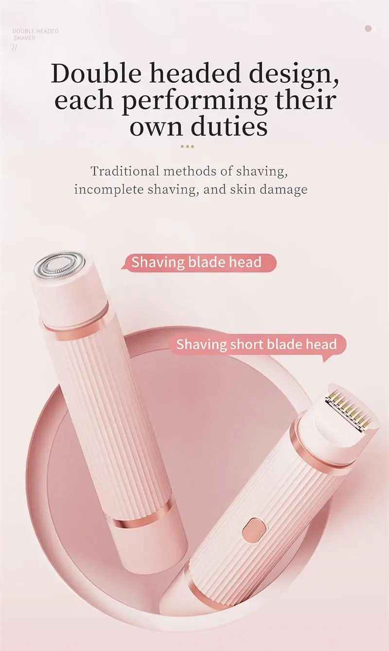 Elektrische Rasierer für Frauen, wasserdichter Bikini-Trimmer, Gesichtsrasierer für Achseln, Beine, Damen-Körpertrimmer, Haarentfernung, Rosa, Lila – Detail 6