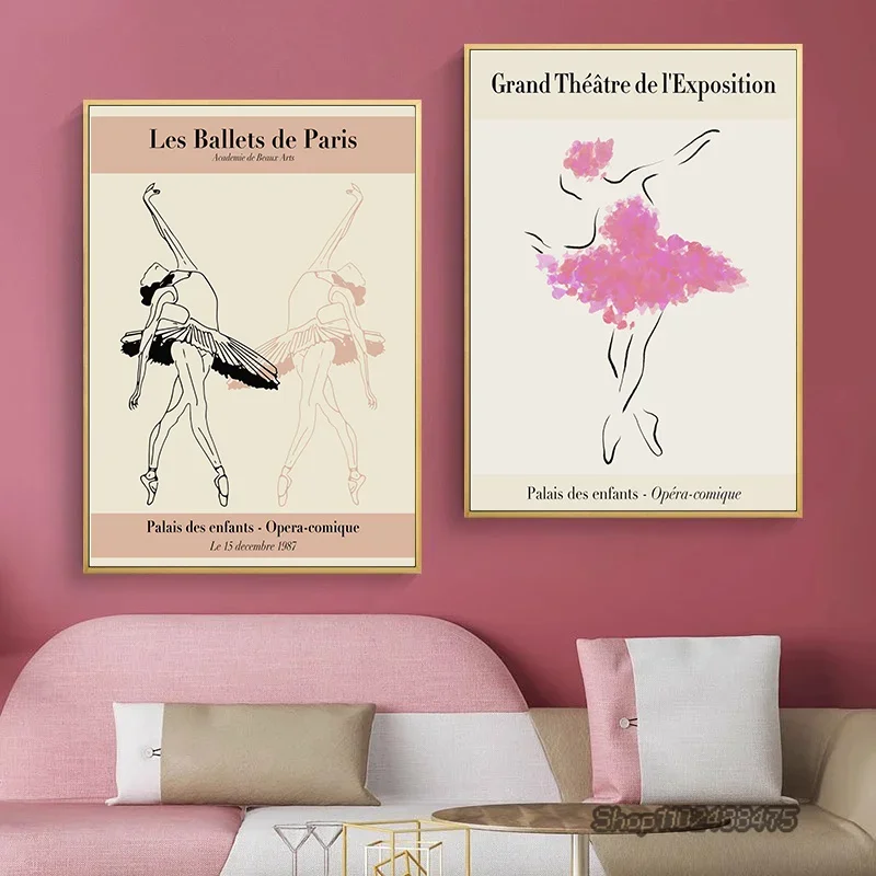 Vintage Ballet Posters Abstract Chicago City Ballerinas Dancing Canvas Painting  for Livng Room Home Decoration
