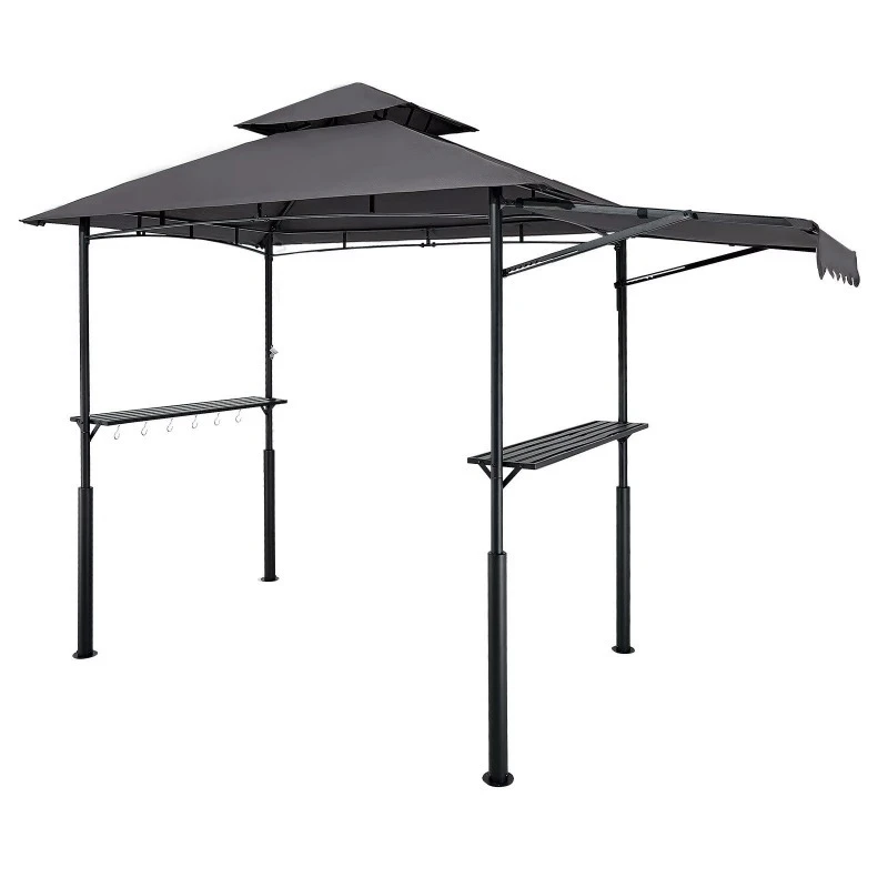 Double Steel Terrace BBQ Grill Gazebo Reinforced BBQ Awning