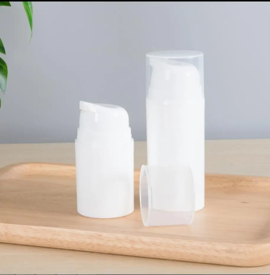 Botella sin aire de plástico blanco completo de 50ML, bomba blanca/transparente para loción/emulsión/suero/essencia/base embalaje para el cuidado de la piel