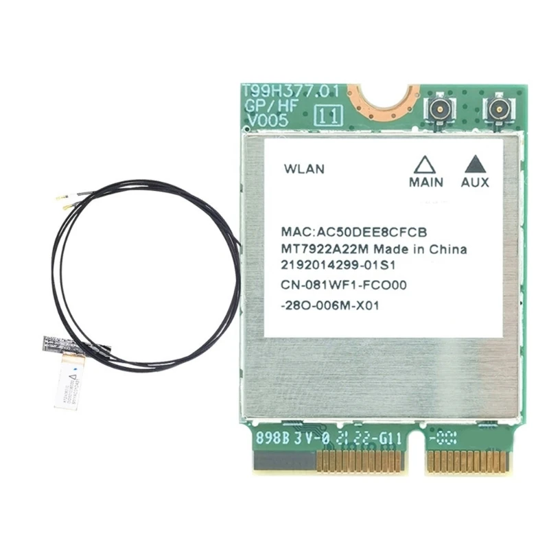 Tarjeta inalámbrica MT7922 WiFi 6E Interfaz M.2 Triple banda 6GHz/5GHz/2.4GHz
